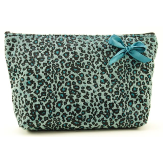 Kulturtasche  im Leoparden-Design Blau